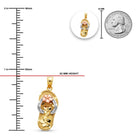 Gold Floral Sandal Pendant sizing chart