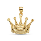 [group: small]  A gold crown pendant with five points and a polished bail at the top, shown on a clean white background.