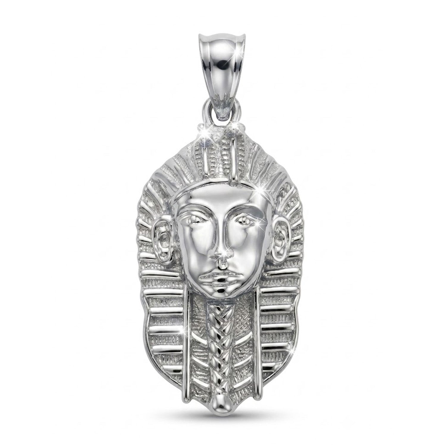 [group: silver] Silver pharaoh pendant on a white background