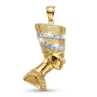 [group:10k-gold] Gold pendant with an Egyptian-style design on a white background