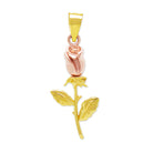 Gold and rose gold rose pendant on a white background