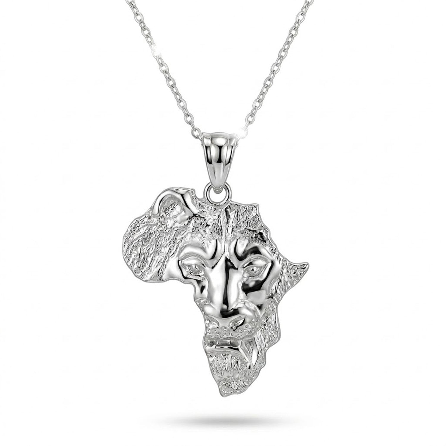 [group:silver] Sterling silver lion pendant on silver necklace 