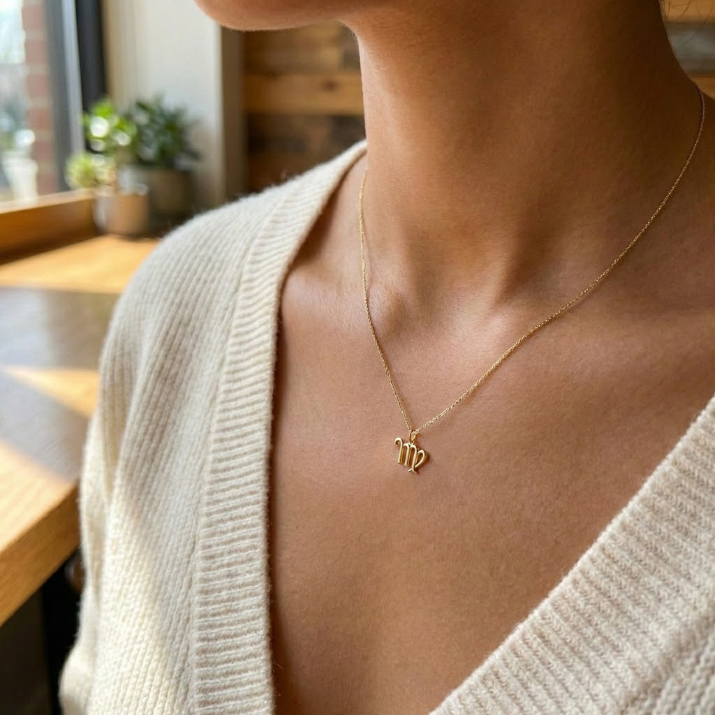 [group: virgo] Gold virgo zodiac pendant 