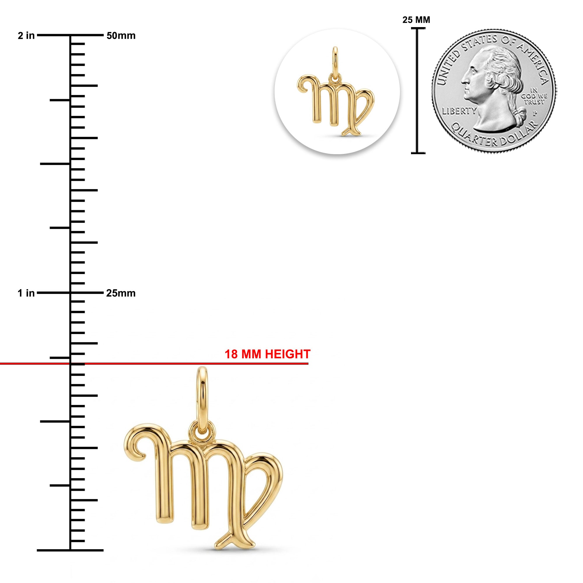 [group: virgo] Gold virgo zodiac pendant sizing chart
