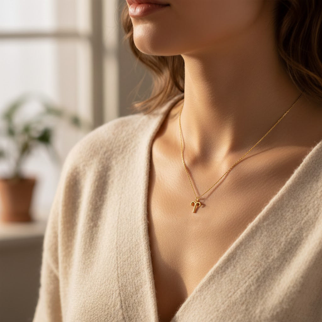 [group: aries] Gold aries zodiac pendant 