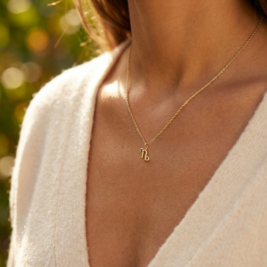 [group: capricorn] Gold capricorn zodiac pendant 