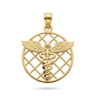Gold Caduceus Medical Pendant 