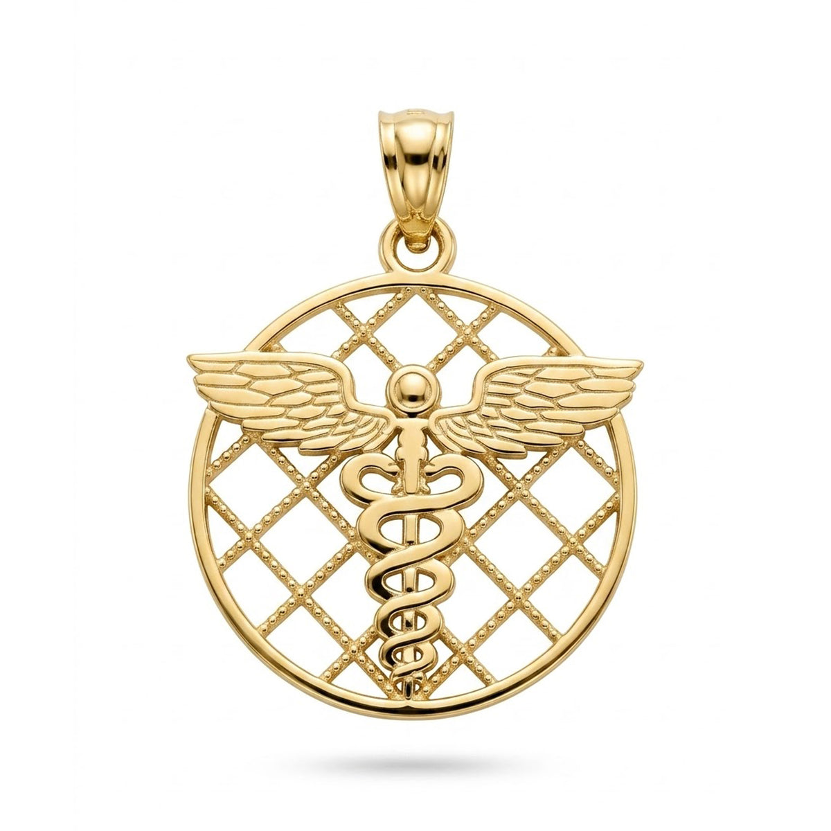 Gold Caduceus Medical Pendant 