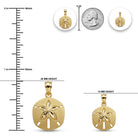 gold sand dollar pendant sizing chart