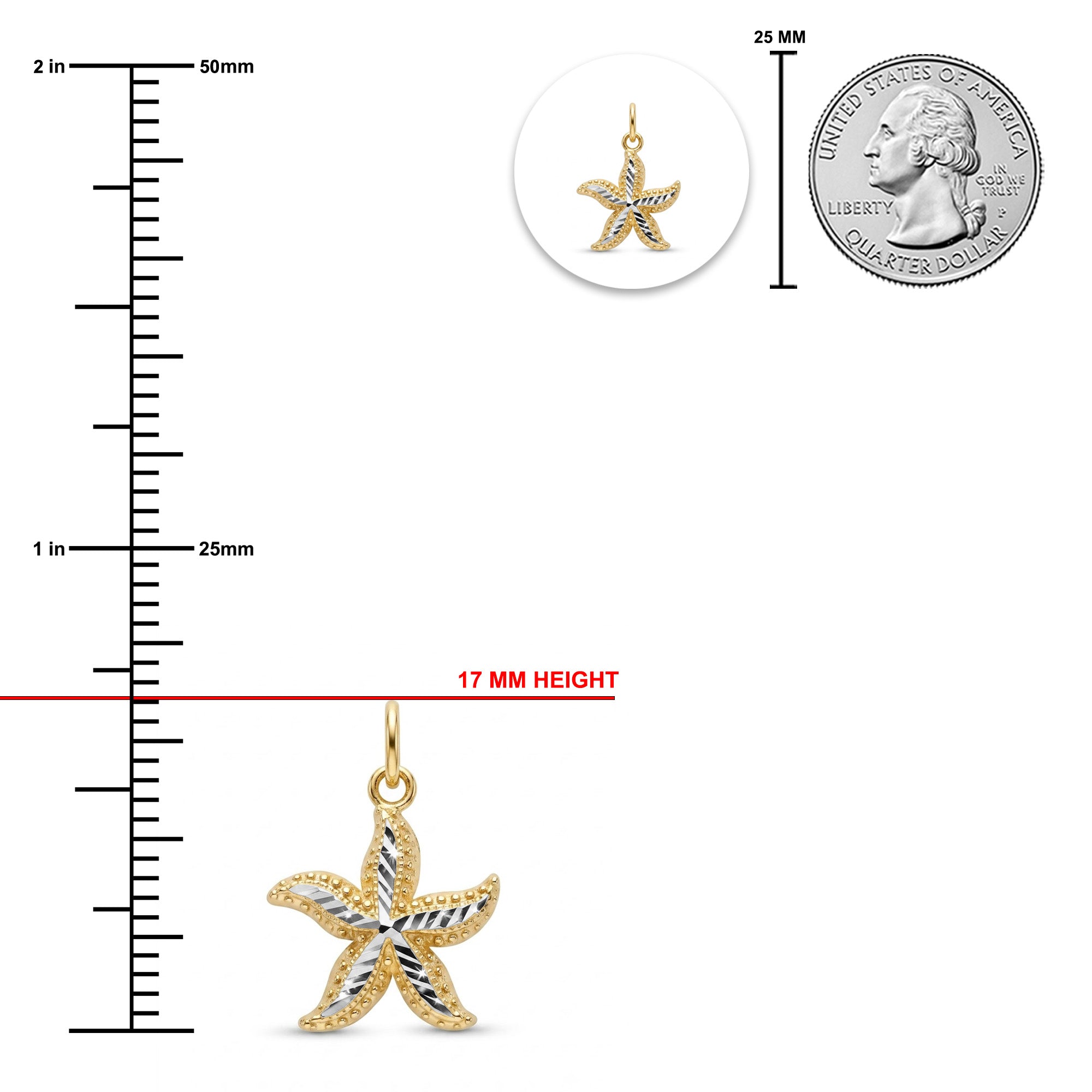 gold two tone starfish pendant