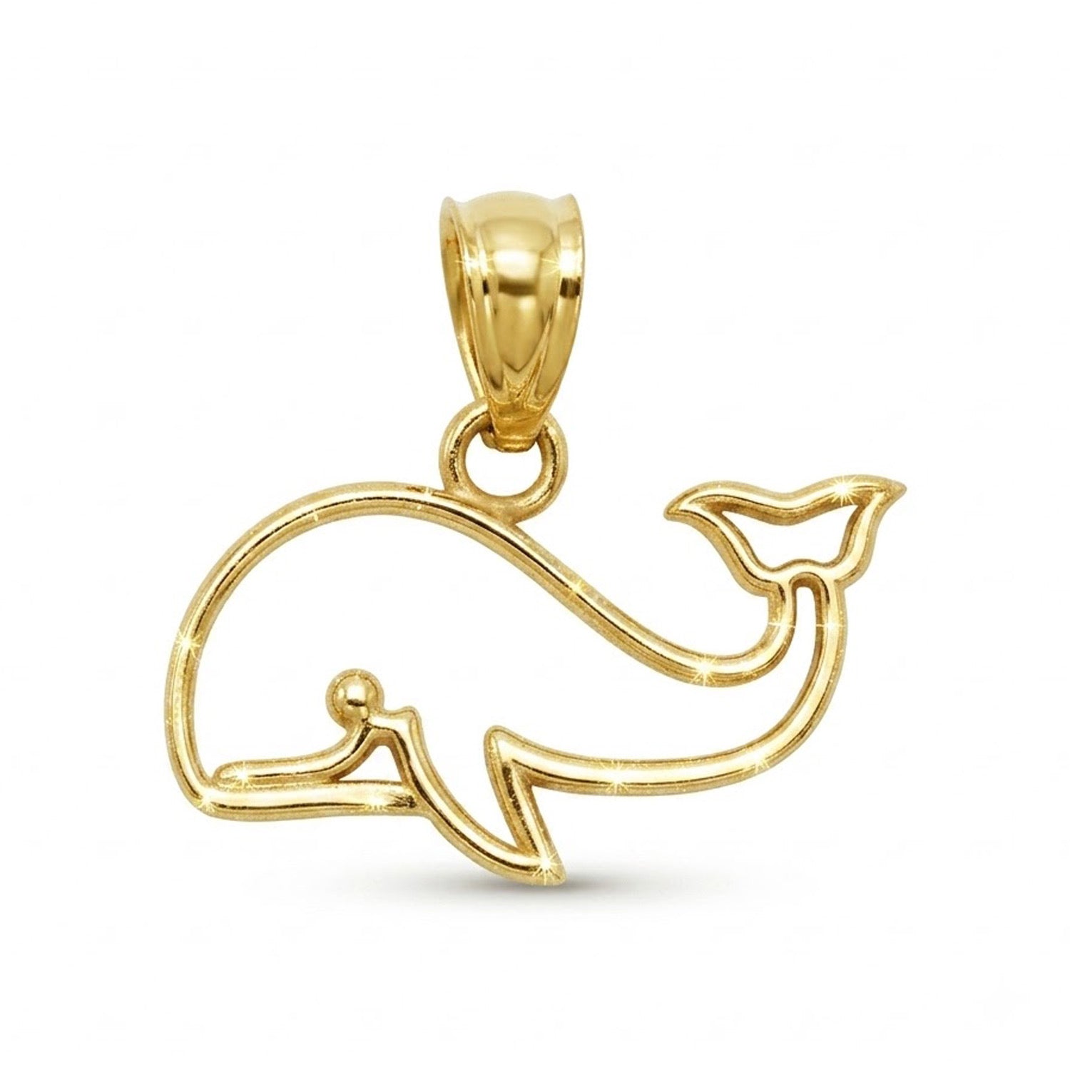 Gold whale pendant on a white background