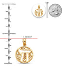 Gold Chai Pendant sizing chart
