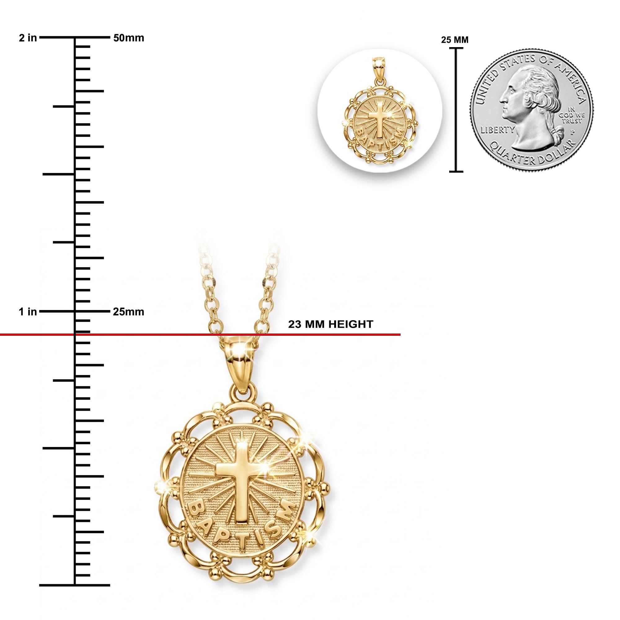 [group:gold-plated] gold plated baptism cross pendant  