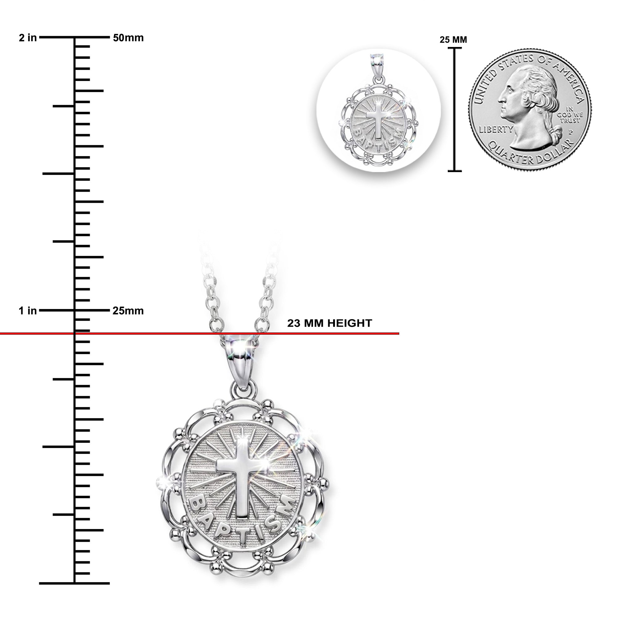 [group:silver] silver baptism cross pendant  