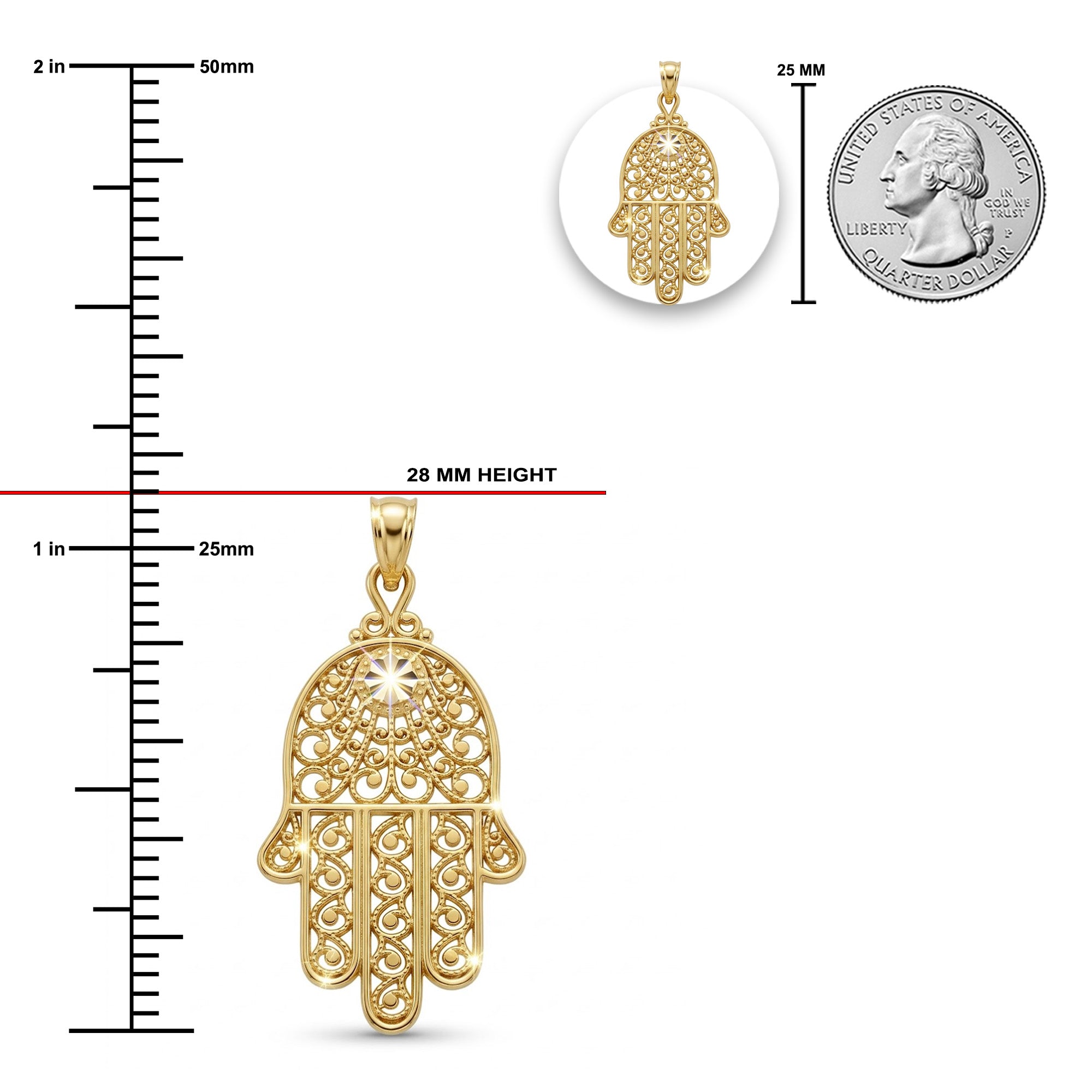 [group: small] Gold filigree hamsa hand pendant 