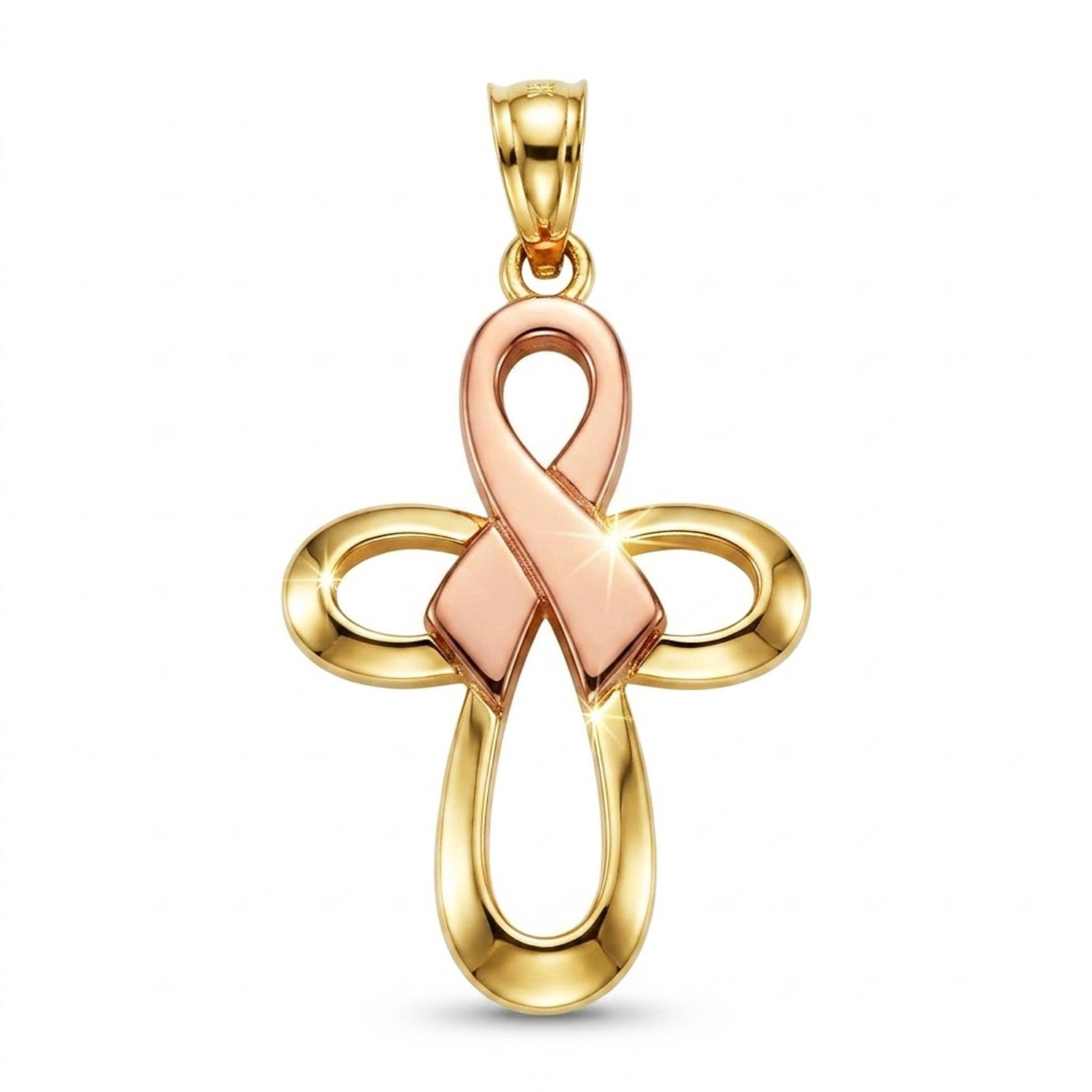Gold awareness ribbon pendant 