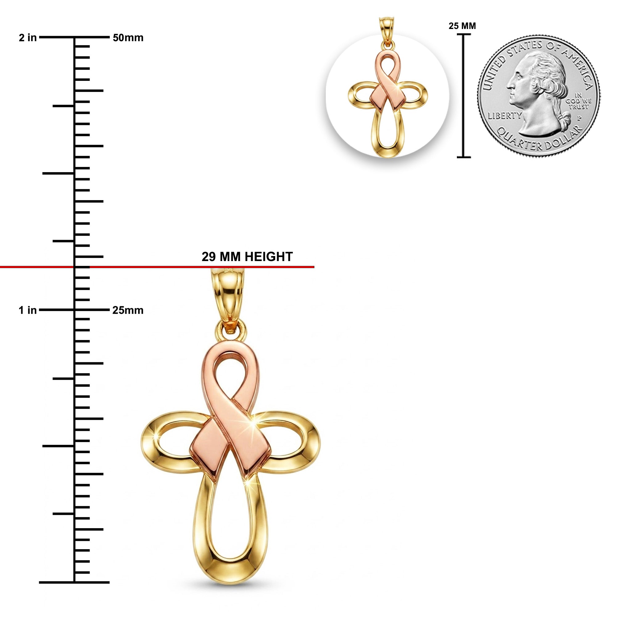 Gold awareness ribbon pendant 