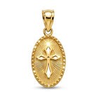 Gold Oval Religious Cross Pendant