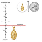Gold Oval Religious Cross Pendant sizing chart