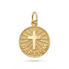 Gold Baptism Cross Medallion Pendant