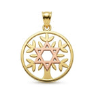 Gold star of david family tree pendant 