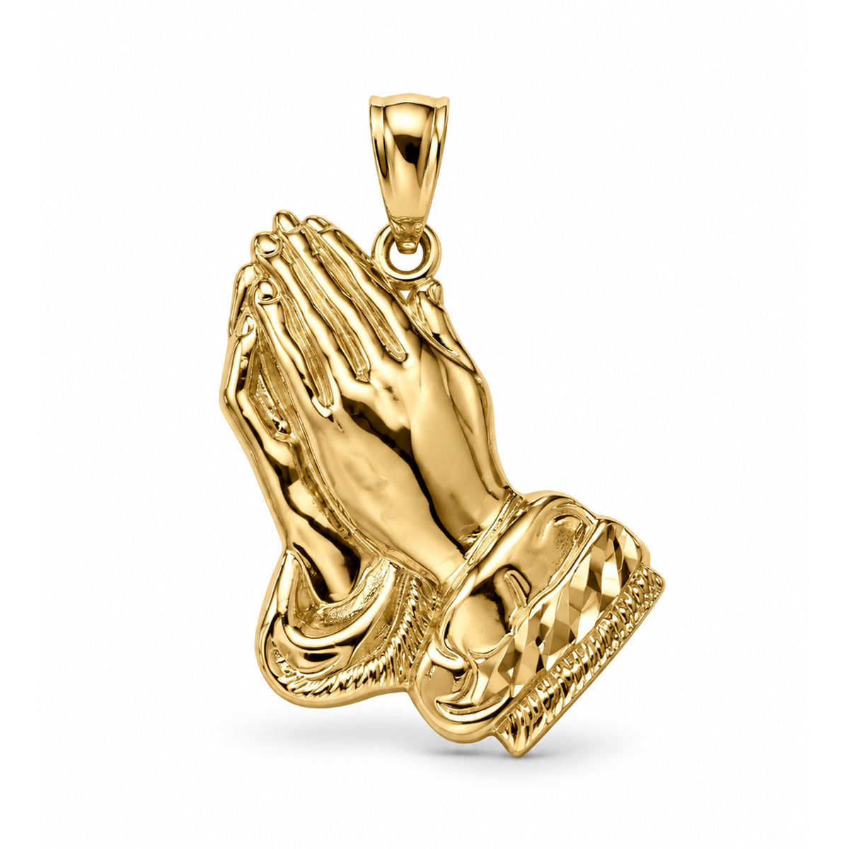 gold praying hand pendant 