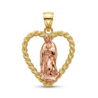 Gold Heart Lady of Guadalupe Pendant