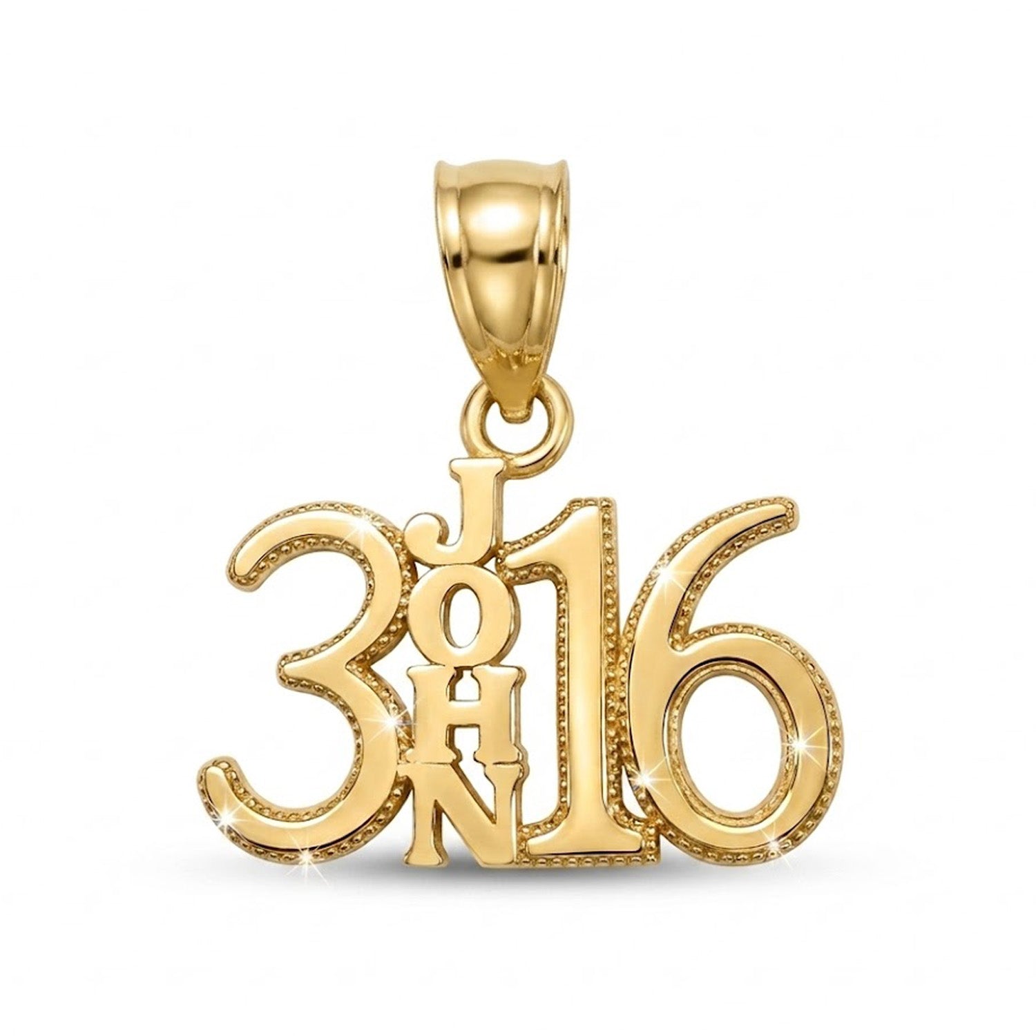 Gold John 3:16 Bible Verse Pendant