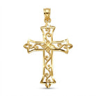 Gold diamond cut filigree cross pendant 