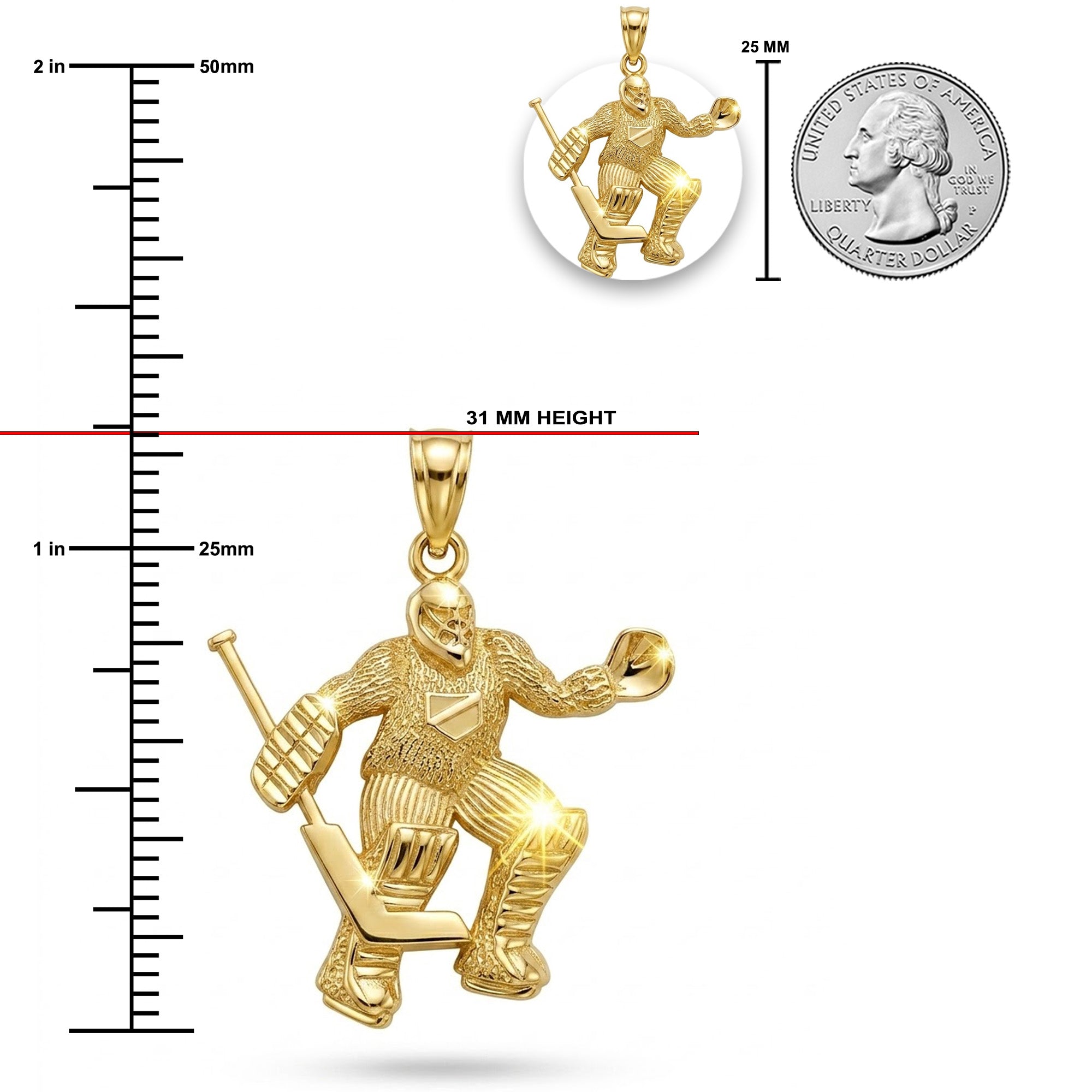 Gold Hockey Goalie Pendant