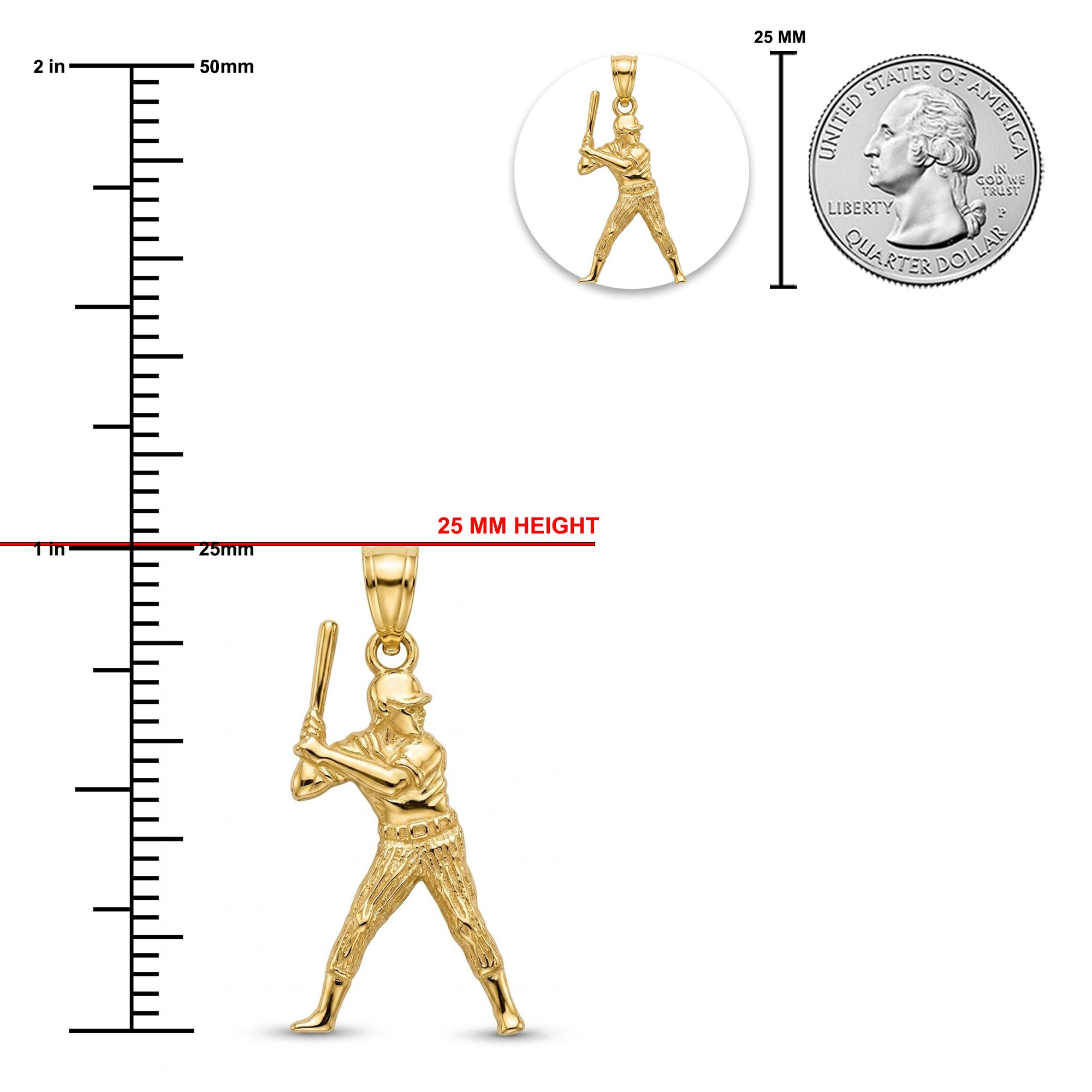 [group:small] Gold Baseball Player Pendant