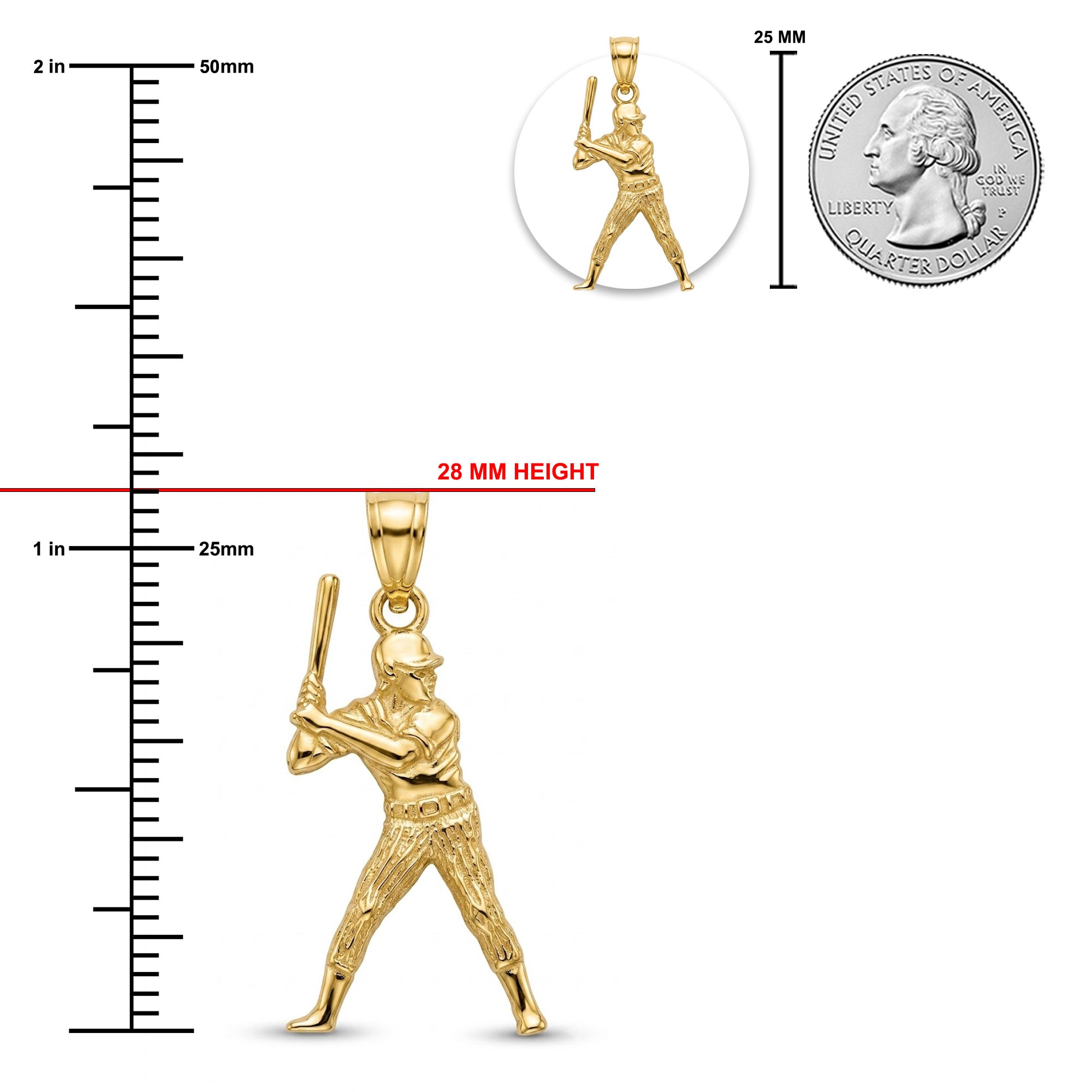 [group:large] Gold Baseball Player Pendant