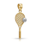 Gold tennis racket pendant  on a white background