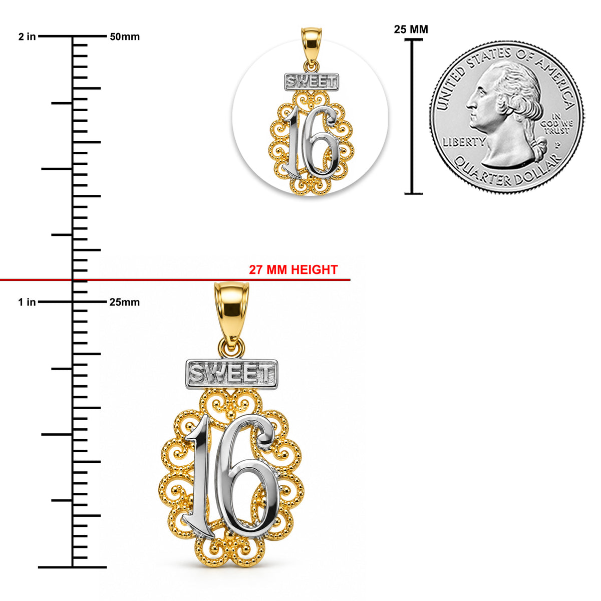 [group:large] gold sweet 16 pendant