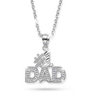 [group: silver] Silver 'DAD' necklace on a white background