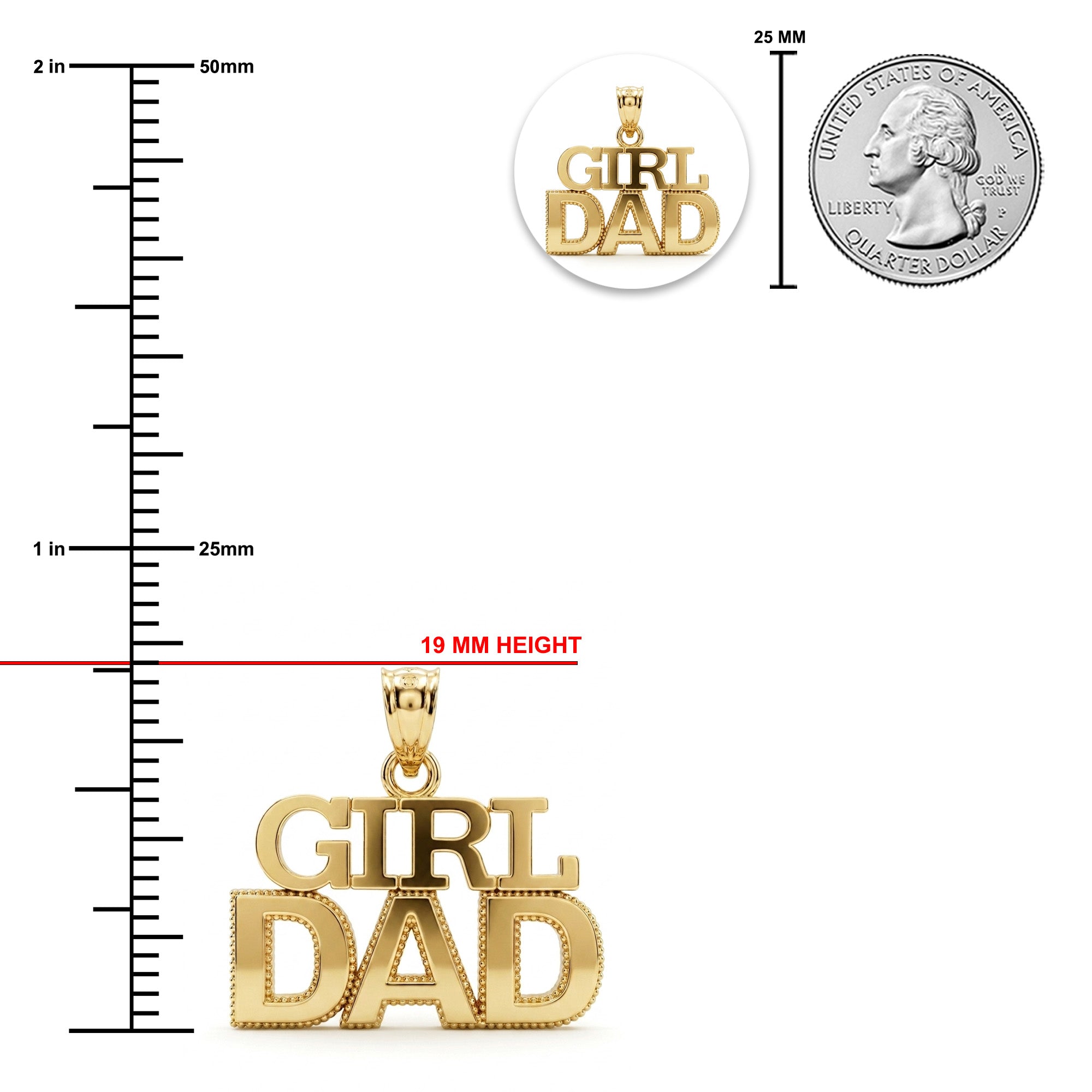 Gold Girl Dad Pendantsizing chart