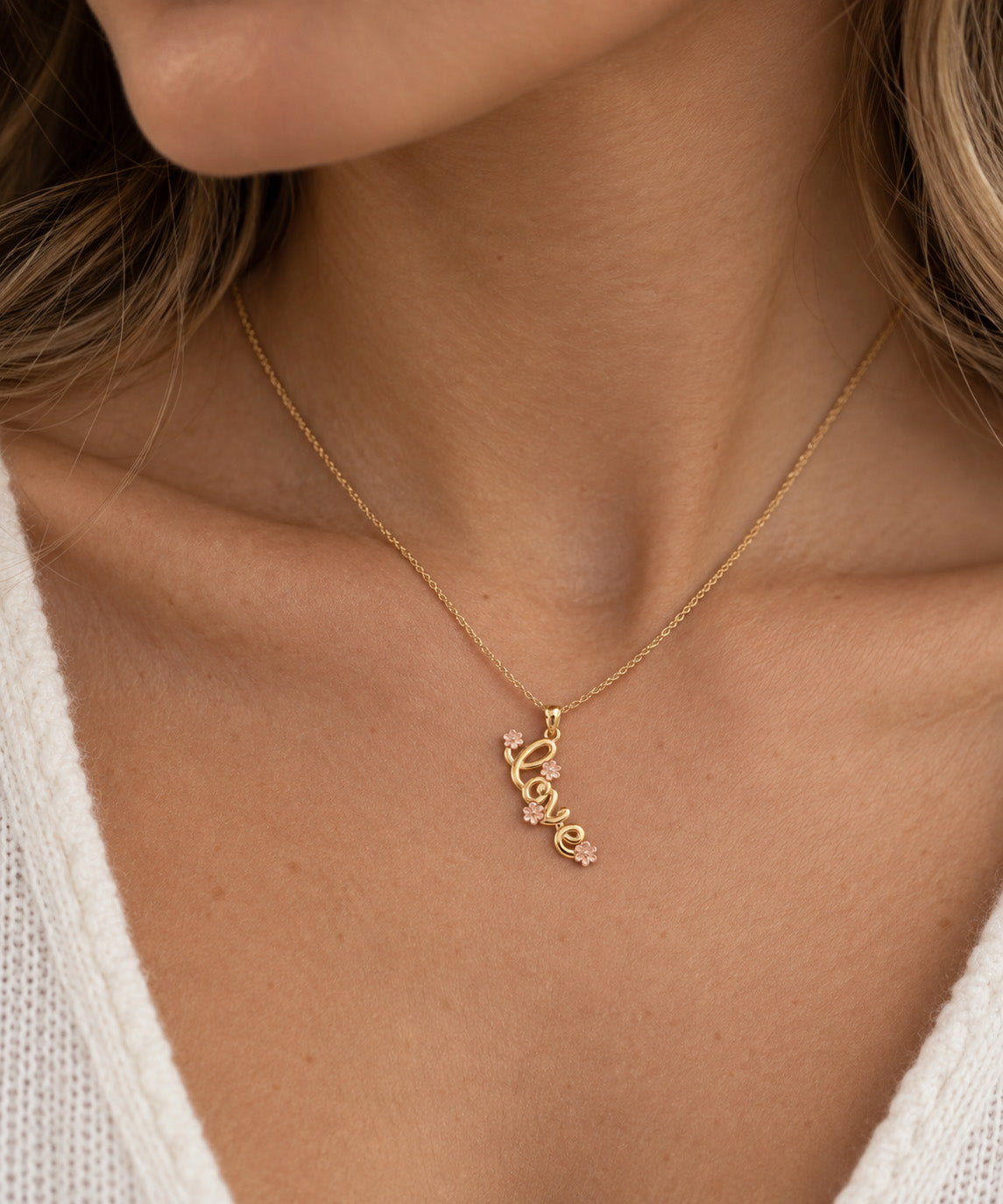 gold floral love pendant