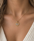 Gold #1 mom pendant  worn on female model 